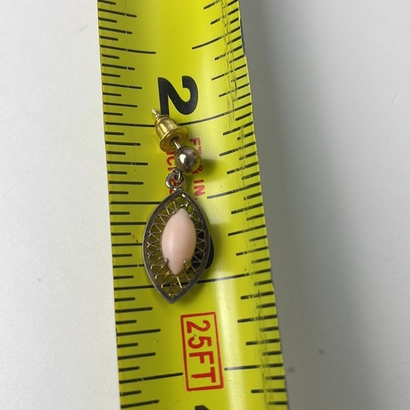 PINK Marquis Shaped Stone 12 K Gold Filled Vintage Earrings - Picture 4 of 8